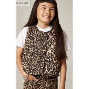 J. CREW Girls' Quilted Vest in Leopard Print with PrimaLoft SZ Med (8-9) NWT